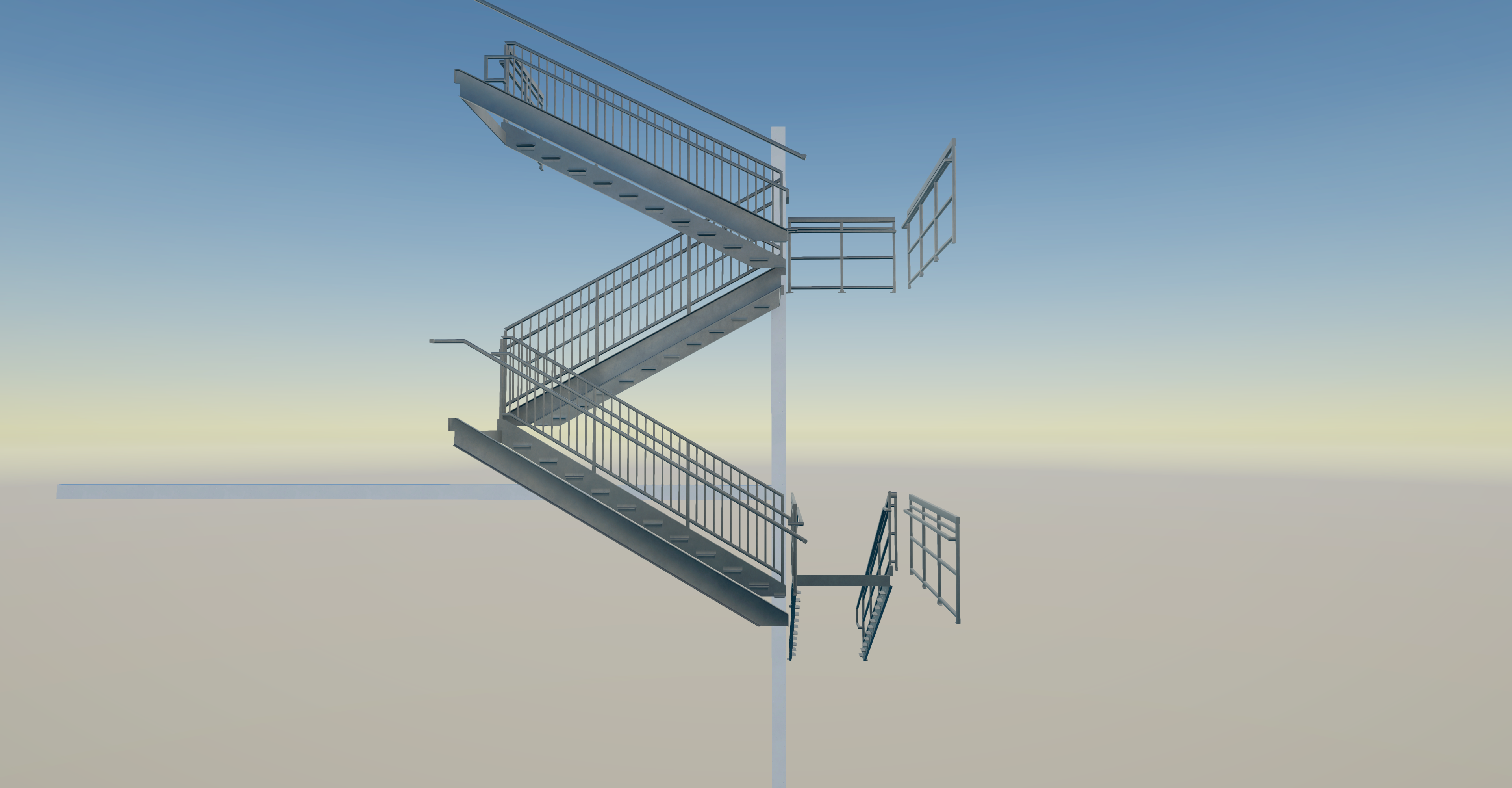 Multi-Level Switchback Stairwell detail 3